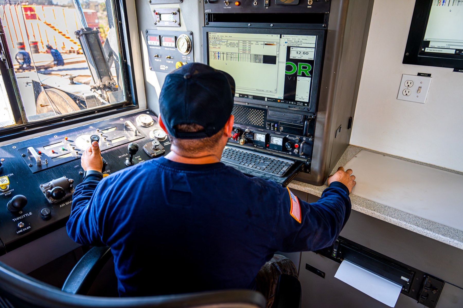 Operator monitoring logging data in the truck cab